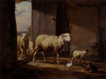 Eugene Joseph Verboeckhoven : Sheep Returning From Pasture